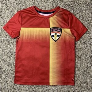 Spain Soccer Jersey Kids Small 6/7 Red Gold Quick-Dri #2 Espana Xersion Logo